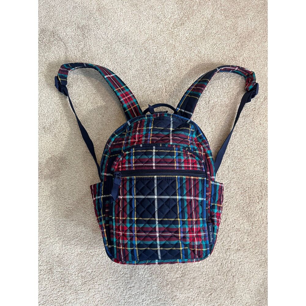 NWOT Vera Bradley 100% Cotton Quilted Small Backpack in Tartan Plaid